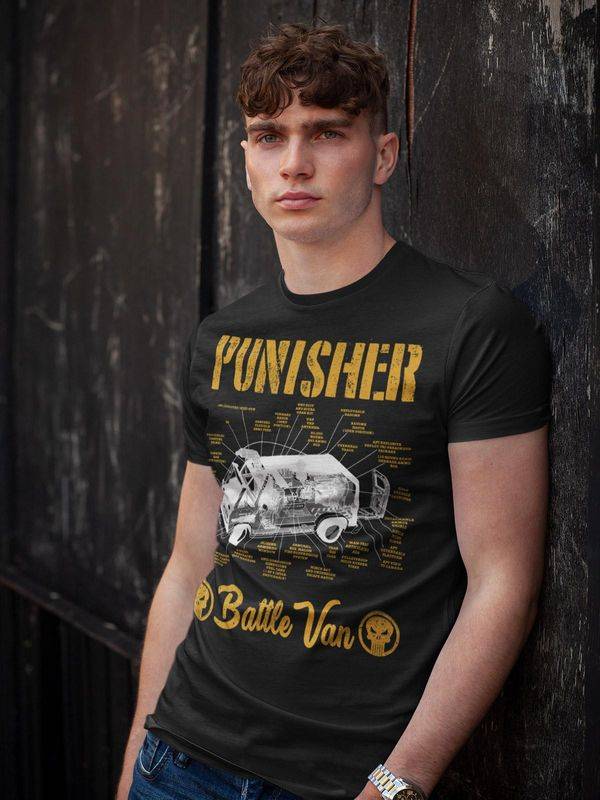 Nastrovje Potsdam The Punisher Battle Van Herren T-Shirt schwarz Sonderangebot der Fabrik