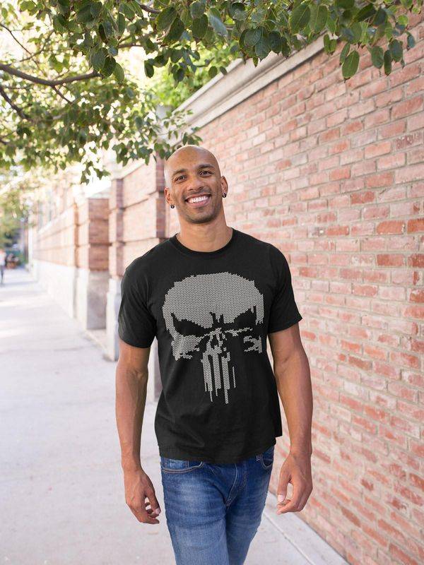 Nastrovje Potsdam The Punisher Fake Knit Herren T-Shirt schwarz Vierteljährliche Förderung