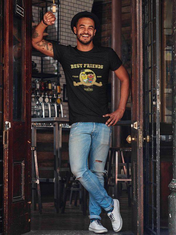 Nastrovje Potsdam Sesamstrasse Ernie & Bert Best Friends Herren T-Shirt schwarz 50% Rabatt mit kostenlosem Versand