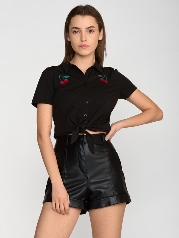 Nastrovje Potsdam Pussy Deluxe Classic Black Damen Kurzarmbluse schwarz Fabrikpreis