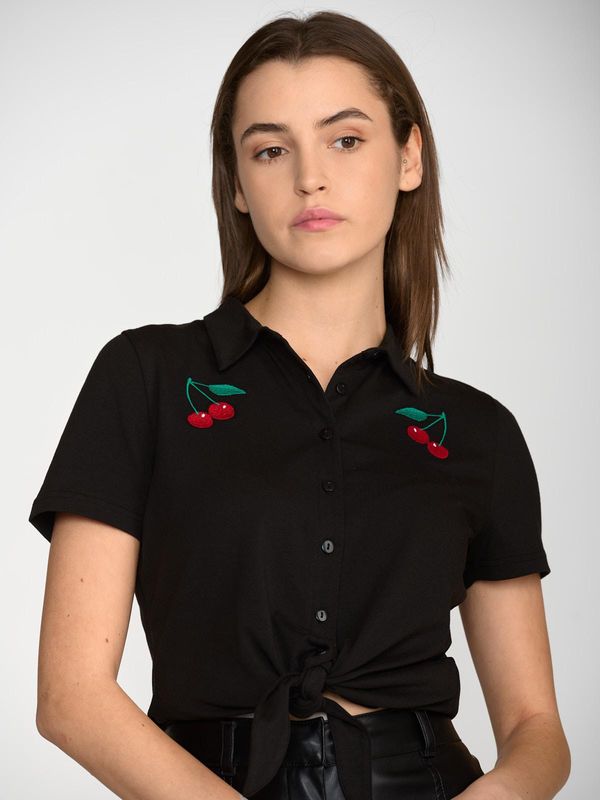 Nastrovje Potsdam Pussy Deluxe Classic Black Damen Kurzarmbluse schwarz Fabrikpreis