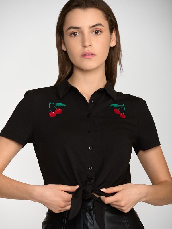 Nastrovje Potsdam Pussy Deluxe Classic Black Damen Kurzarmbluse schwarz Fabrikpreis