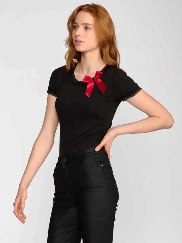 Nastrovje Potsdam Pussy Deluxe Bow On Black Shirt female schwarz Begrenztes Angebot