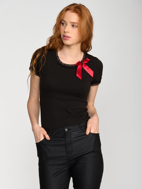 Nastrovje Potsdam Pussy Deluxe Bow On Black Shirt female schwarz Begrenztes Angebot