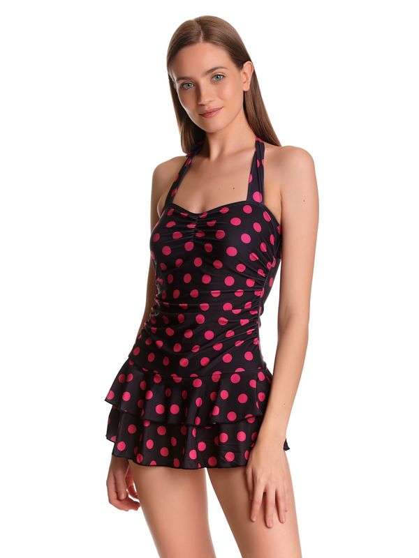 Nastrovje Potsdam Pussy Deluxe Classic Pink Dotties Damen Badeanzug schwarz allover Lagerräumung