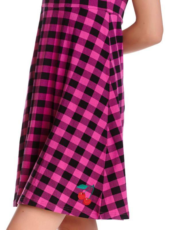 Nastrovje Potsdam Pussy Deluxe Back to 1955 pink checkered Damen A-Linien-Kleid pink allover Heißer Verkauf