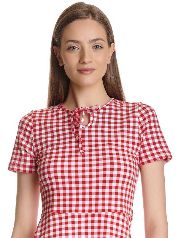 Nastrovje Potsdam Pussy Deluxe Back to 1955 Red Plaid Damen A-Linien-Kleid rot allover Top Angebot