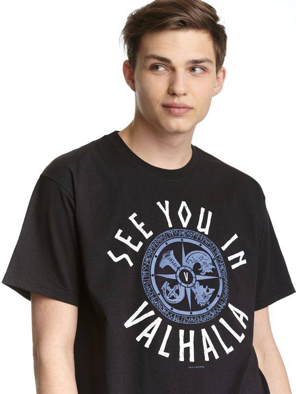 Nastrovje Potsdam Vikings Valhalla See you in Valhalla Herren T-Shirt schwarz Kostenlose Rückgabe