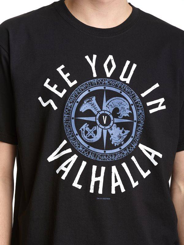 Nastrovje Potsdam Vikings Valhalla See you in Valhalla Herren T-Shirt schwarz Kostenlose Rückgabe