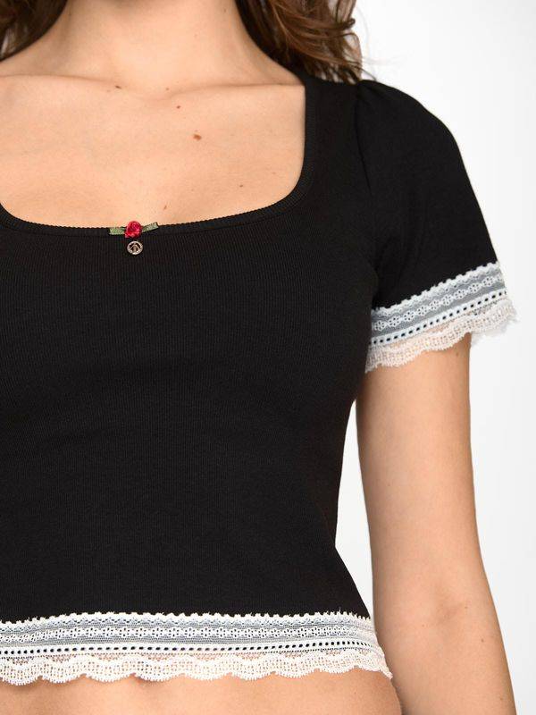 Nastrovje Potsdam Vive Maria Sweet Cropped Shirt Damen T-Shirt schwarz Sonderangebot der Fabrik