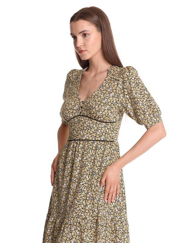 Nastrovje Potsdam Vive Maria Golden Flower Damen A-Linien-Kleid dunkelgelb allover Black Friday Preise