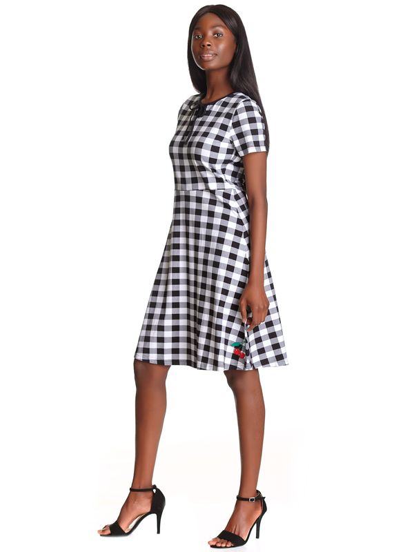 Nastrovje Potsdam Pussy Deluxe Back to 1955 black Checkered Damen A-Linien-Kleid schwarz allover Online