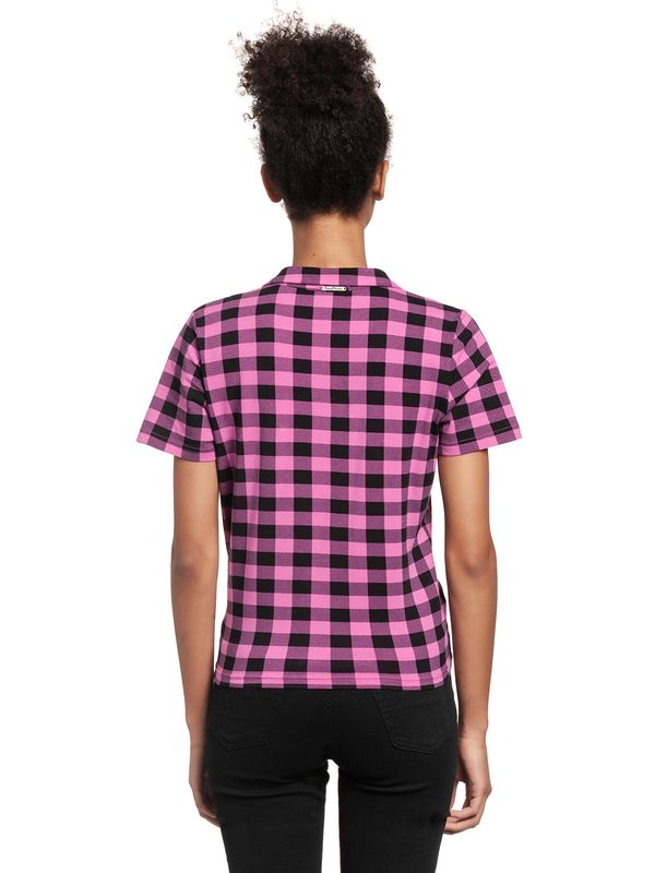 Nastrovje Potsdam Pussy Deluxe Pink checkered Damen Kurzarmbluse schwarz/lightpink Outlet