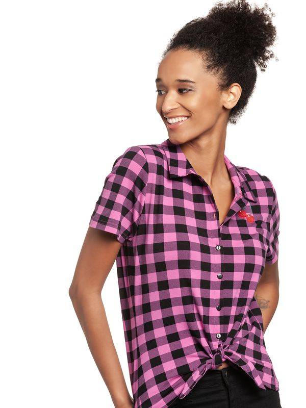 Nastrovje Potsdam Pussy Deluxe Pink checkered Damen Kurzarmbluse schwarz/lightpink Outlet
