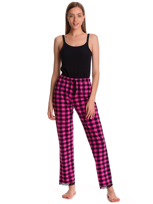 Nastrovje Potsdam Pussy Deluxe Pink Checkered Damen Schlafhose schwarz/lightpink Meist gekauft