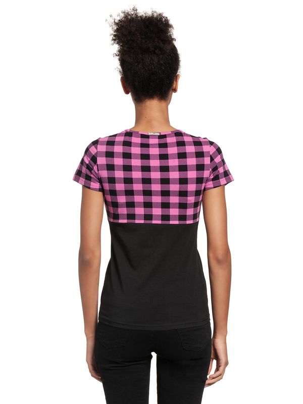 Nastrovje Potsdam Pussy Deluxe Pink Checkered Damen T-Shirt schwarz/lightpink Blitzverkäufe