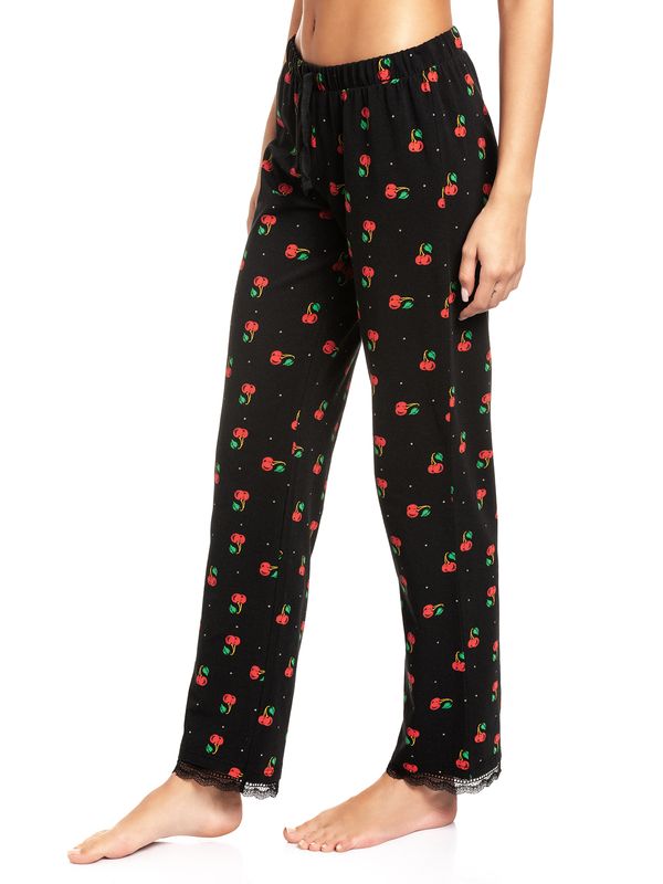 Nastrovje Potsdam Pussy Deluxe Cherries Damen Schlafhose schwarz allover Versandkostenfrei