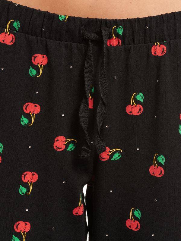 Nastrovje Potsdam Pussy Deluxe Cherries Damen Schlafhose schwarz allover Versandkostenfrei