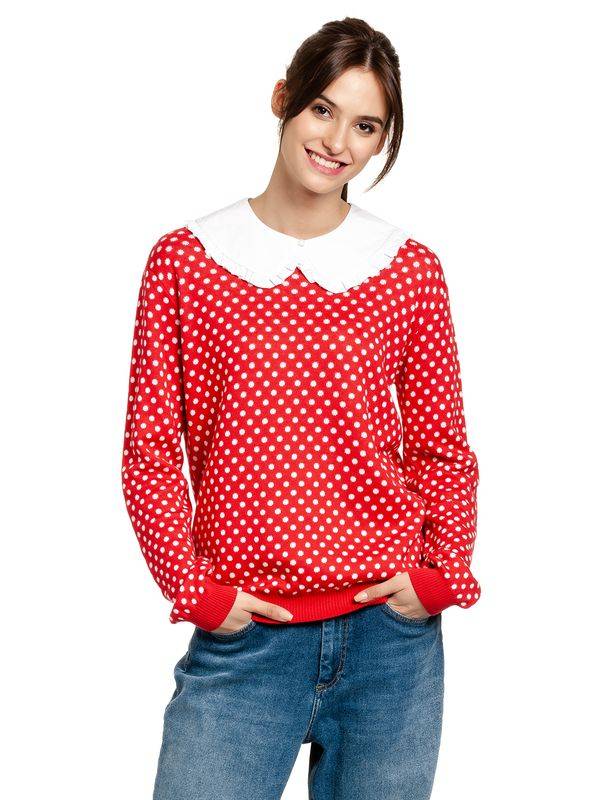 Nastrovje Potsdam Pussy Deluxe Chic Dotties Damen Strickpullover rot allover Großer Ausverkauf