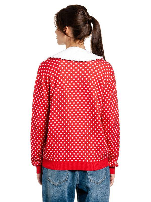 Nastrovje Potsdam Pussy Deluxe Chic Dotties Damen Strickpullover rot allover Großer Ausverkauf