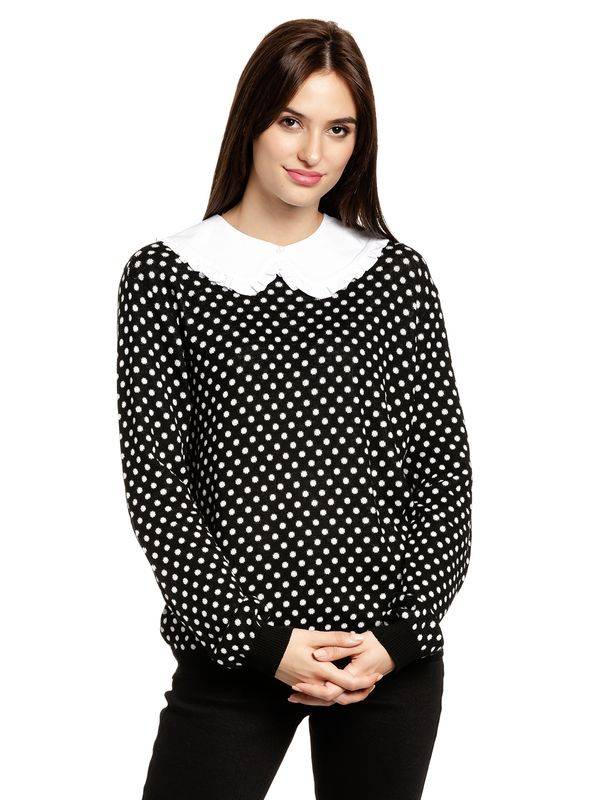 Nastrovje Potsdam Pussy Deluxe Dotties Damen Strickpullover schwarz allover Flash Sale