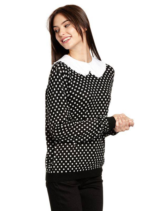 Nastrovje Potsdam Pussy Deluxe Dotties Damen Strickpullover schwarz allover Flash Sale