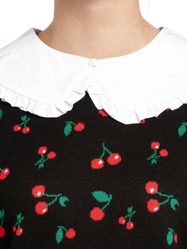 Nastrovje Potsdam Pussy Deluxe Cherries Damen Strickpullover schwarz allover Begrenztes Angebot