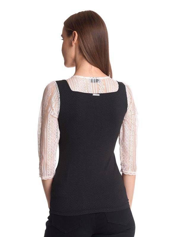 Nastrovje Potsdam Vive Maria Meadow Girl Damen 3/4-Arm-Shirt creme/schwarz allover Kostenlose Rückgabe