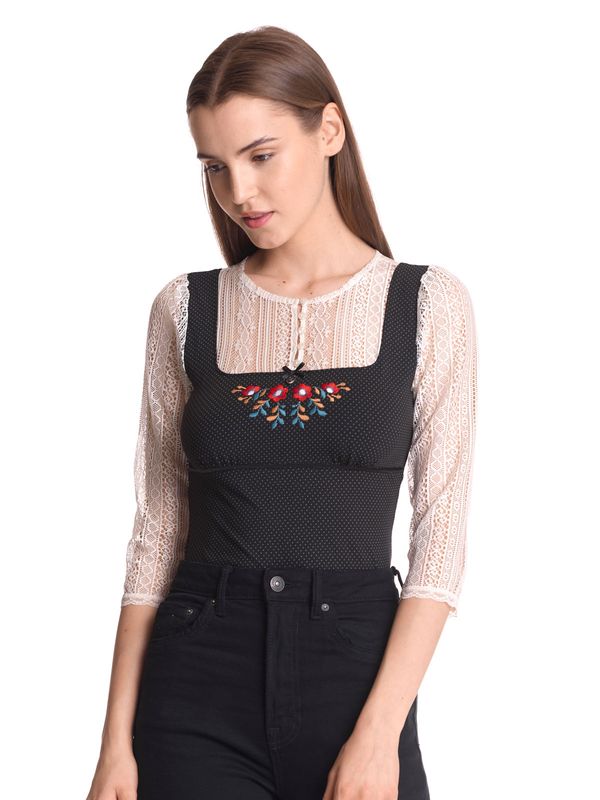 Nastrovje Potsdam Vive Maria Meadow Girl Damen 3/4-Arm-Shirt creme/schwarz allover Kostenlose Rückgabe