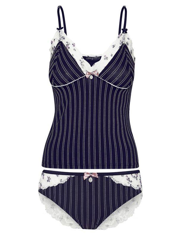Nastrovje Potsdam Vive Maria French Dandy Damen Wäscheset: Top mit Panty schwarz allover/weiss allover Sonderangebot der Fabrik