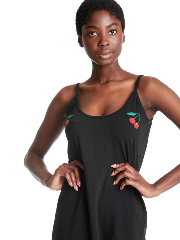 Nastrovje Potsdam Pussy Deluxe Cherry Long Damen Trägerkleid schwarz Begrenzt auf 3 Tage