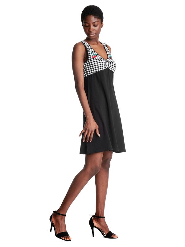 Nastrovje Potsdam Pussy Deluxe Vichy Cherry Damen A-Linien-Kleid schwarz/allover Speichern exportieren