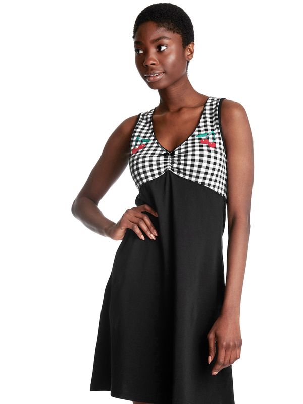 Nastrovje Potsdam Pussy Deluxe Vichy Cherry Damen A-Linien-Kleid schwarz/allover Speichern exportieren