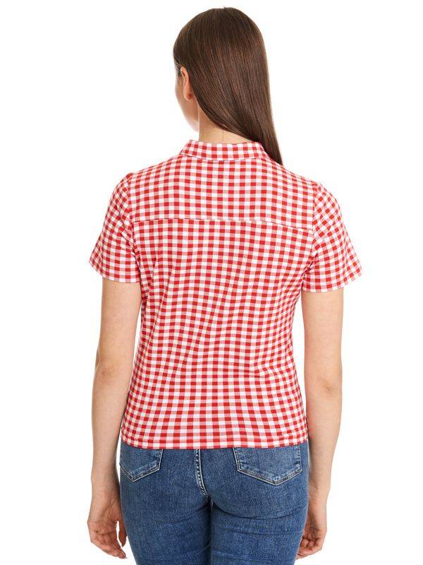 Nastrovje Potsdam Pussy Deluxe Red Plaid Damen Kurzarmbluse rot allover 50% Rabatt für begrenzte Zeit