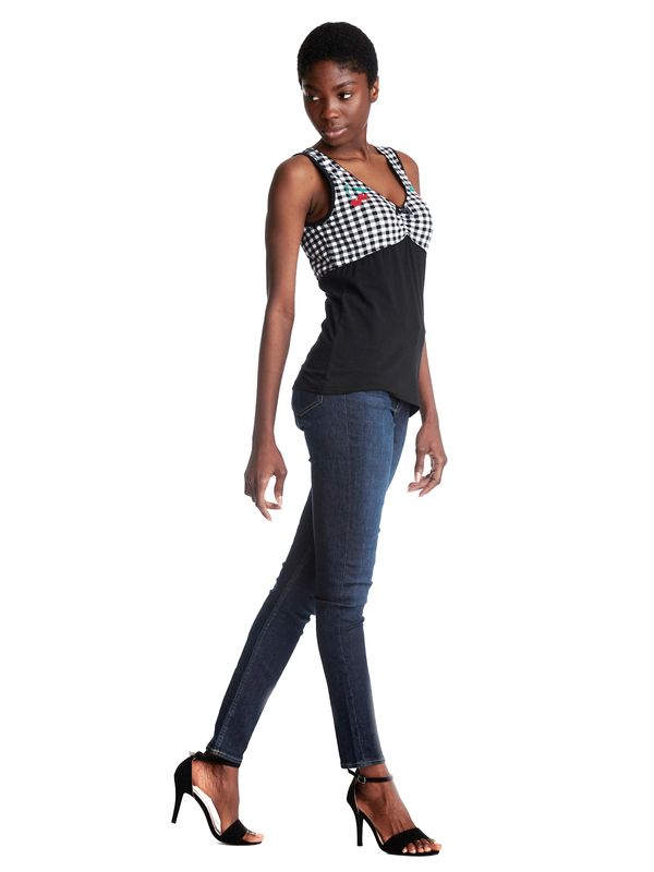Nastrovje Potsdam Pussy Deluxe Vichy Cherry Damen Tanktop schwarz/allover Verkauf