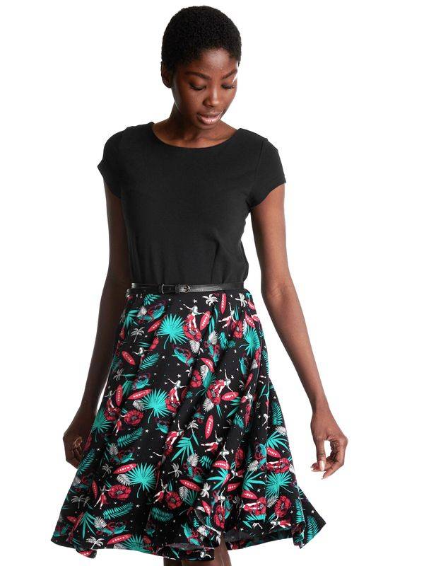 Nastrovje Potsdam Pussy Deluxe Aloha Damen Petticoat-Kleid schwarz/allover im Angebot