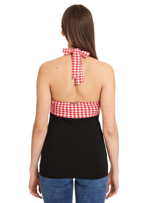 Nastrovje Potsdam Pussy Deluxe Red Plaid Damen Neckholdertop schwarz/rot Schlussverkauf