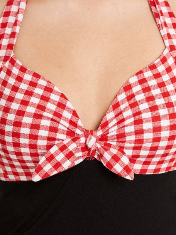 Nastrovje Potsdam Pussy Deluxe Red Plaid Damen Neckholdertop schwarz/rot Schlussverkauf