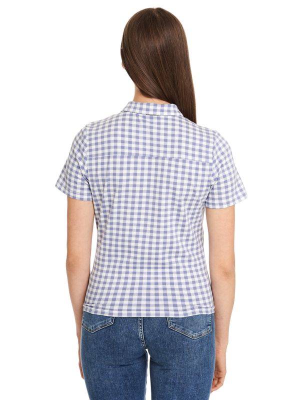 Nastrovje Potsdam Pussy Deluxe Blue Plaid Damen Kurzarmbluse blau allover Limitierter Zeitrabatt