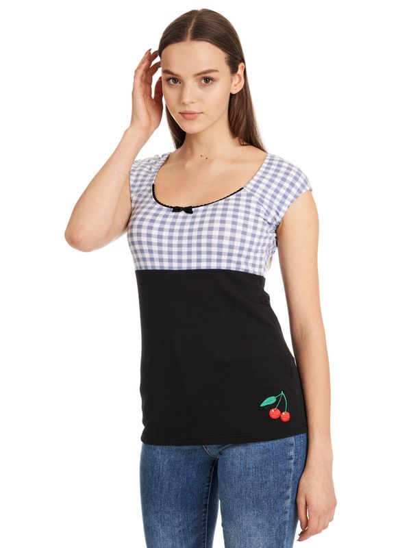 Nastrovje Potsdam Pussy Deluxe Blue Plaid Evie Damen T-Shirt schwarz/blau Exklusivangebot