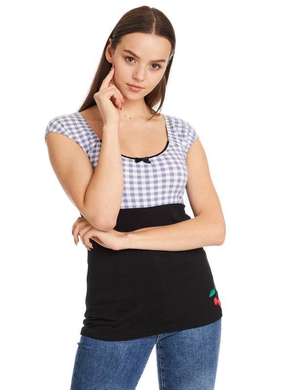 Nastrovje Potsdam Pussy Deluxe Blue Plaid Evie Damen T-Shirt schwarz/blau Exklusivangebot