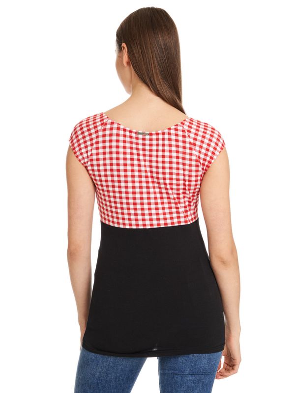 Nastrovje Potsdam Pussy Deluxe Red Plaid Evie Damen T-Shirt schwarz/rot Preisnachlass