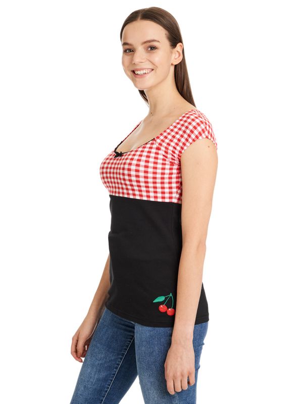 Nastrovje Potsdam Pussy Deluxe Red Plaid Evie Damen T-Shirt schwarz/rot Preisnachlass