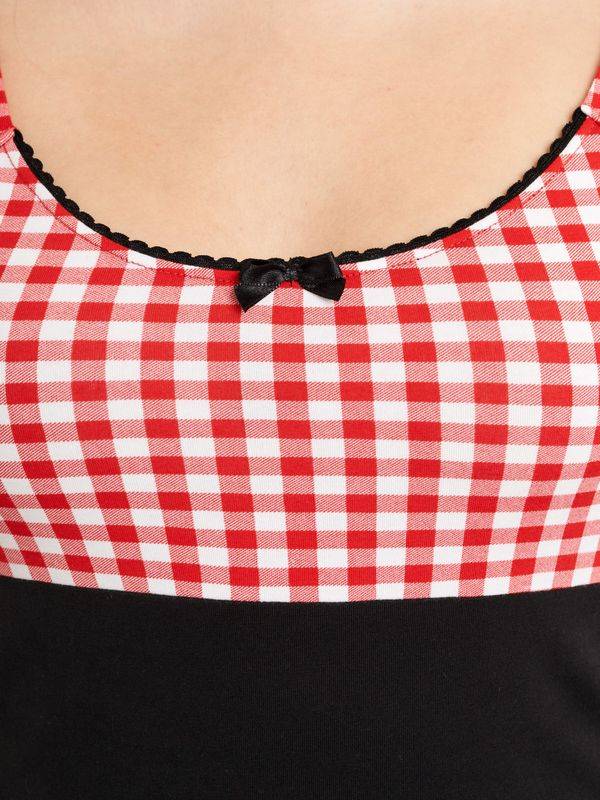 Nastrovje Potsdam Pussy Deluxe Red Plaid Evie Damen T-Shirt schwarz/rot Preisnachlass