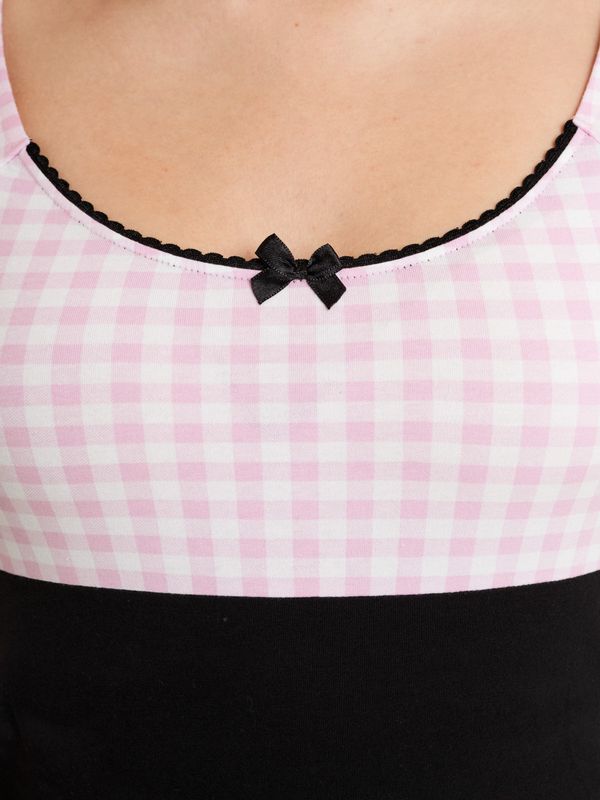 Nastrovje Potsdam Pussy Deluxe Lightpink Plaid Evie Damen T-Shirt schwarz/lightpink Saisonschlussverkauf