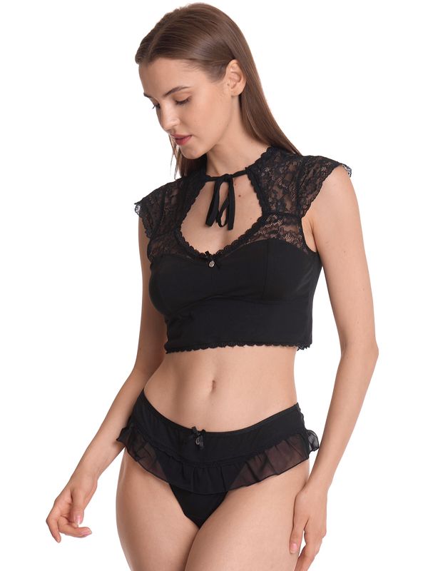 Nastrovje Potsdam Vive Maria Ladylove Damen Wäscheset: Top mit Slip schwarz Letzter Tag