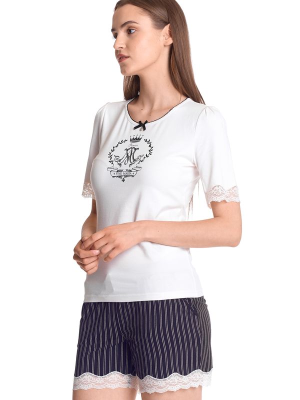 Nastrovje Potsdam Vive Maria My Princess Damen Pyjama creme/schwarz allover Sonderangebot der Fabrik