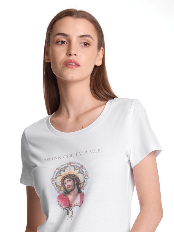 Nastrovje Potsdam Vive Maria Thank God Jesus Damen T-Shirt weiss Super Rabatt