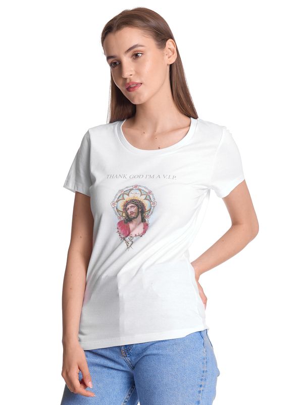 Nastrovje Potsdam Vive Maria Thank God Jesus Damen T-Shirt weiss Super Rabatt
