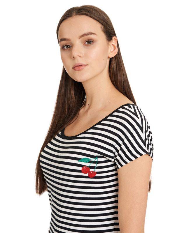 Nastrovje Potsdam Pussy Deluxe Stripes Loose Damen Loose-Shirt schwarz/weiß zollfrei